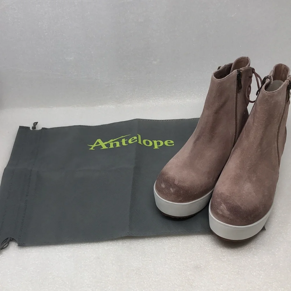 NEW Antelope Boots Fran Wedge Boot Blush Pink Suede Leather Platform Size 38 - Picture 15 of 15